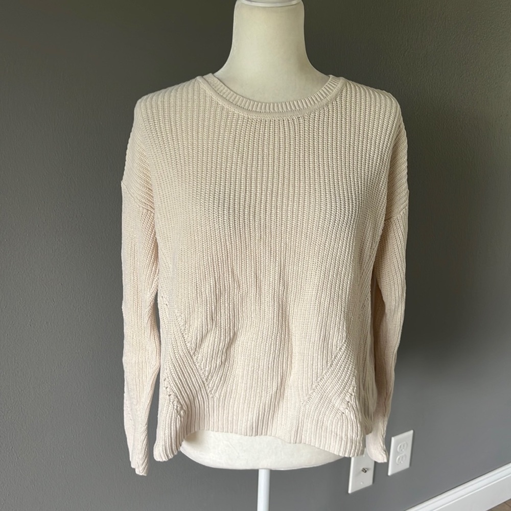 Lucky Brand Cream Knit Sweater with Lace Up Back Detail